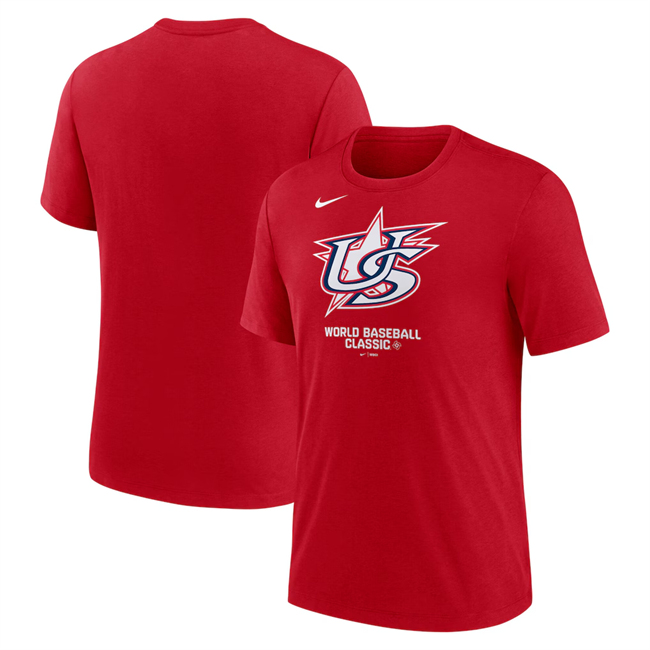 Men's USA Baseball Red 2026 World Baseball Classic Logo Tri-Blend T-Shirt